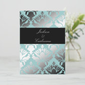 311-Damask Shimmer Mint Invite Kaart (Staand voorkant)