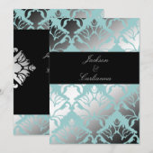 311-Damask Shimmer Mint Invite Kaart (Voorkant / Achterkant)