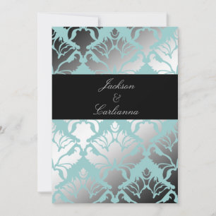 311-Damask Shimmer Mint Invite Kaart