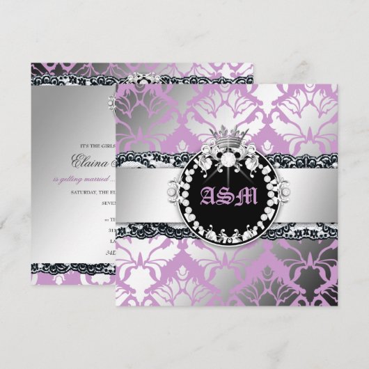 311-Damask Shimmer Queen Lace n' Kisses Paars Kaart (Voorkant / Achterkant)