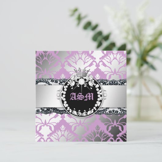 311-Damask Shimmer Queen Lace n' Kisses Paars Kaart (Staand voorkant)