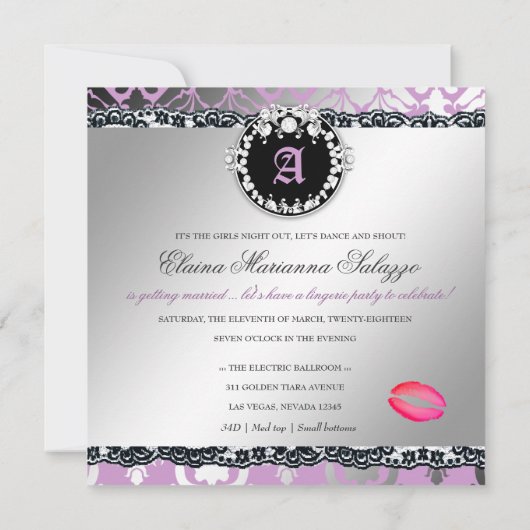 311-Damask Shimmer Queen Lace n' Kisses Paars Kaart (Achterkant)