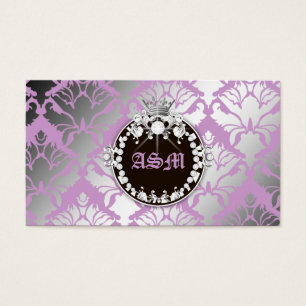 311-Damask Shimmer Queen Paarse - Bruin medaillon Visitekaartje