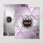 311-Damask Shimmer Queen Reception Card Informatiekaartje (Voorkant / Achterkant)