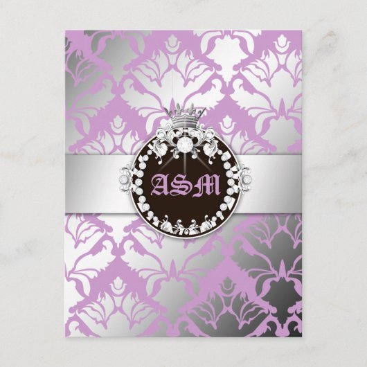311-Damask Shimmer Queen Reception Card Informatiekaartje (Voorkant)