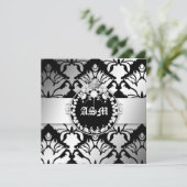 311-Damask Shimmer Queen Sweet Sixteen Black White Kaart (Staand voorkant)