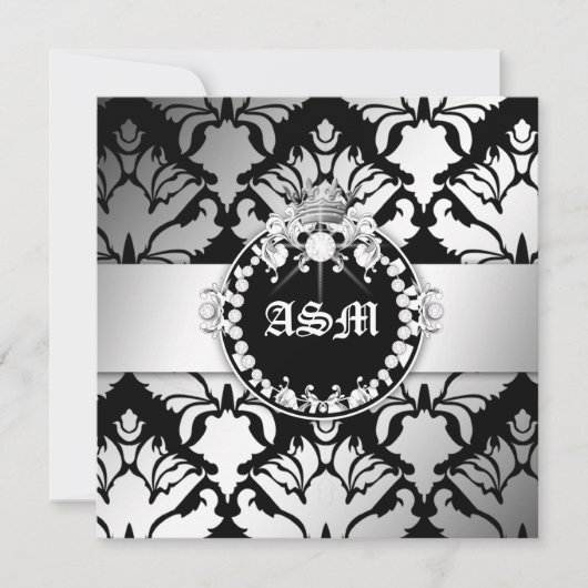 311-Damask Shimmer Queen Sweet Sixteen Black White Kaart (Voorkant)