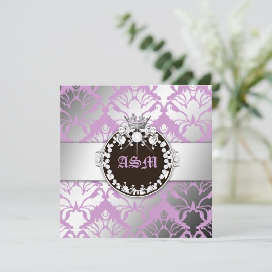 311-Damask Shimmer Queen Sweet Zestien Paars Kaart (Staand voorkant)