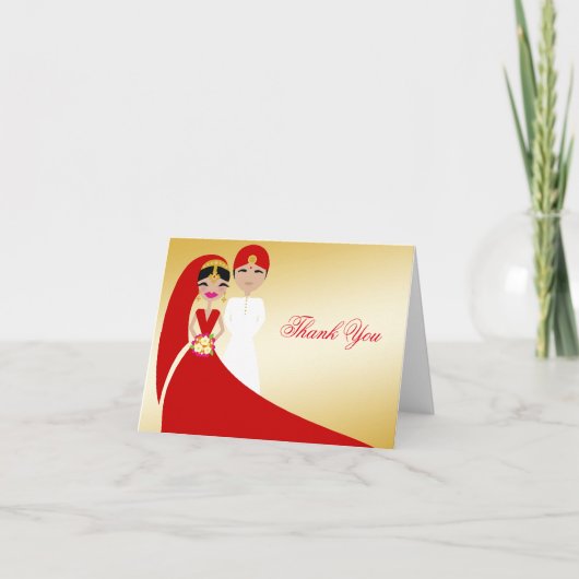 311 danken de Indische Bruid Updo & de Bruidegom u Bedankkaart (Voorkant)