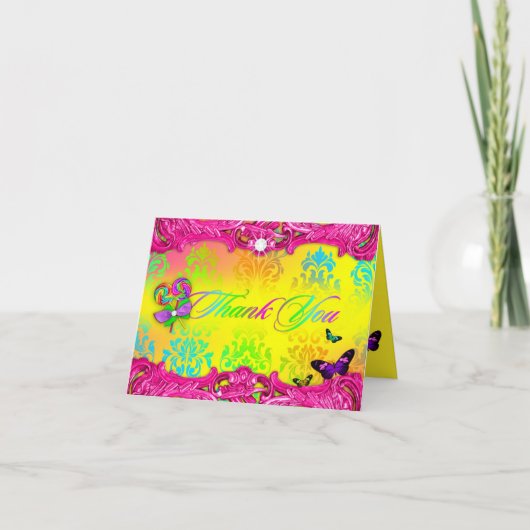 311 dankt Roze Snoepje 16 van het Sprookjesland Bedankkaart (Voorkant)