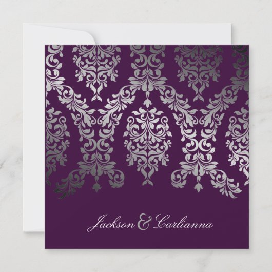 311-Dashing Damask | Faux Silver Eggplant Kaart (Voorkant)