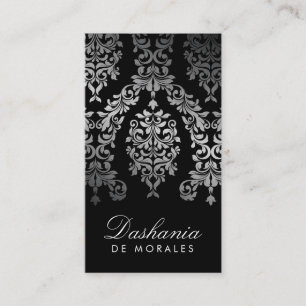311 Dashing Damask Faux Silver Visitekaartje