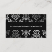 311 Dashing Damask Faux Silver Visitekaartje (Achterkant)