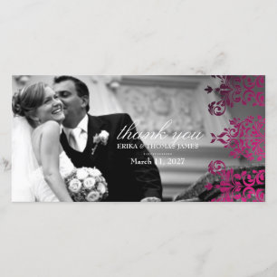 311-Dashing Damask   Magenta dank u foto Bedankkaart