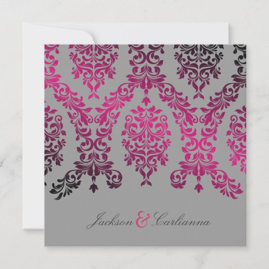 311-Dashing Damask Nacht Magenta Lichtgrijs Kaart (Voorkant)