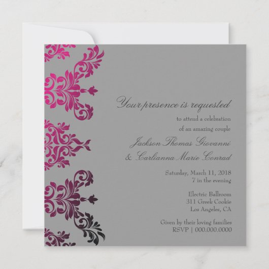 311-Dashing Damask Night Magenta Light Grey Kaart (Achterkant)