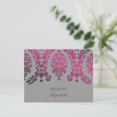 311-Dashing Damask Night Magenta Light Grey RSVP Kaartje (Staand voorkant)
