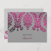 311-Dashing Damask Night Magenta Light Grey RSVP Kaartje (Voorkant / Achterkant)
