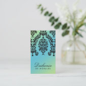 311 Dashing Damask Turquoise Limoen Visitekaartje (Staand voorkant)
