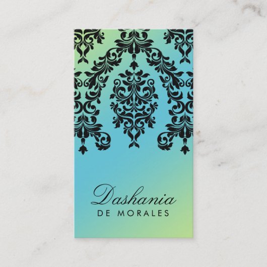 311 Dashing Damask Turquoise Limoen Visitekaartje (Voorkant)
