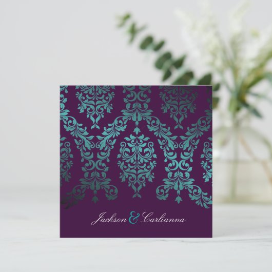 311-Dashing Damask | Zee tuin in Night Eggplant Kaart (Staand voorkant)