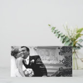 311-Dashing Damask | Zwarte bedank foto Bedankkaart (Staand voorkant)