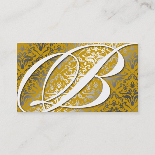 311-Dazzle Me Damask - B Monogram Gold Visitekaartje (Voorkant)