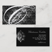 311-Dazzle Me Damask - C Monogram Black Visitekaartje (Voorkant / Achterkant)