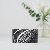 311-Dazzle Me Damask - C Monogram Black Visitekaartje (Staand voorkant)
