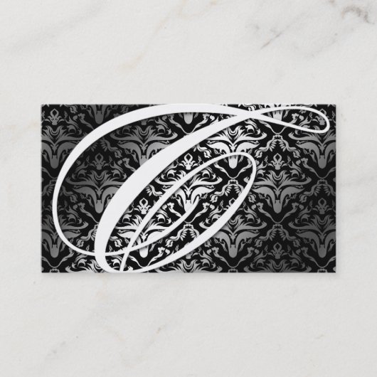 311-Dazzle Me Damask - C Monogram Black Visitekaartje (Voorkant)
