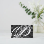 311-Dazzle Me Damask - D Monogram Black Visitekaartje (Staand voorkant)