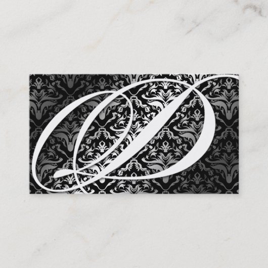 311-Dazzle Me Damask - D Monogram Black Visitekaartje (Voorkant)