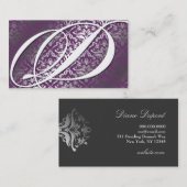 311-Dazzle Me Damask - D Monogram Paars Visitekaartje (Voorkant / Achterkant)
