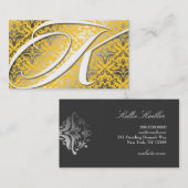 311-Dazzle Me Damask - K Monogram Geel Visitekaartje (Voorkant / Achterkant)