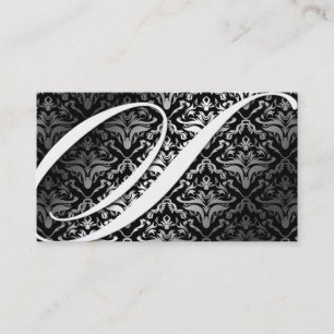 311-Dazzle Me Damask - S Monogram Black Visitekaartje