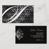 311-Dazzle Me Damask - S Monogram Black Visitekaartje (Voorkant / Achterkant)