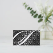 311-Dazzle Me Damask - S Monogram Black Visitekaartje (Staand voorkant)