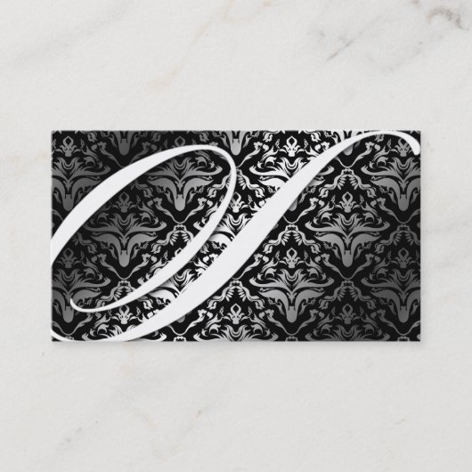 311-Dazzle Me Damask - S Monogram Black Visitekaartje (Voorkant)