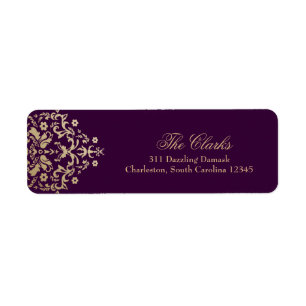 311 Dazzling Damask Gold Ivory Deep Paars Etiket