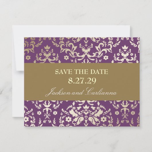311-Dazzling Damask Gold Ivory Save the Date (Voorkant)