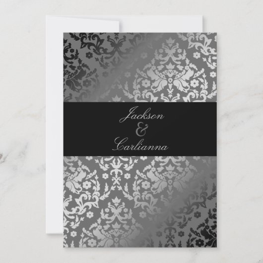 311-Dazzling Damask Grey Storm Invite Kaart (Voorkant)