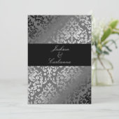 311-Dazzling Damask Grey Storm Invite Kaart (Staand voorkant)