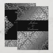 311-Dazzling Damask Grey Storm Invite Kaart (Voorkant / Achterkant)