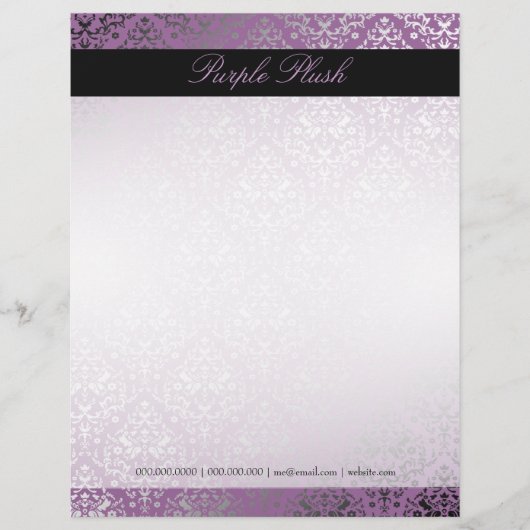 311-Dazzling Damask Paars Plush Letterhead Briefhoofd (Voorkant)