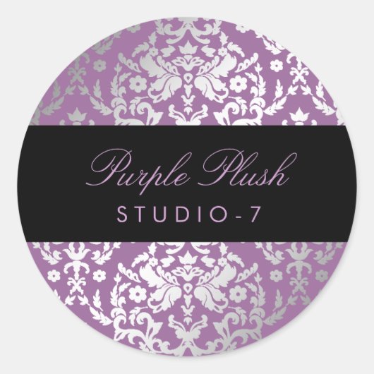 311 Dazzling Damask Paars Plush Ronde Sticker (Voorkant)
