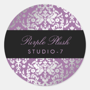 311 Dazzling Damask Paars Plush Ronde Sticker