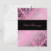 311-Dazzling Damask Pink Flamingo Briefkaart (Voorkant / Achterkant)