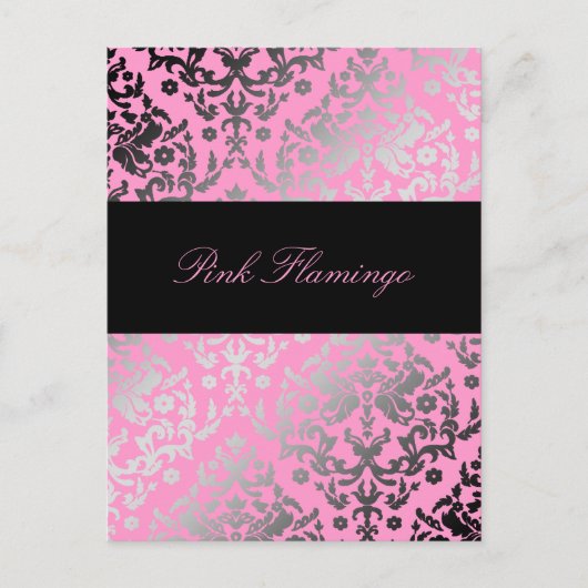 311-Dazzling Damask Pink Flamingo Briefkaart (Voorkant)