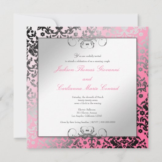 311 Dazzling Damask roze Flamingo Kaart (Achterkant)