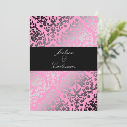 311 Dazzling Damask roze Flamingo Kaart (Staand voorkant)